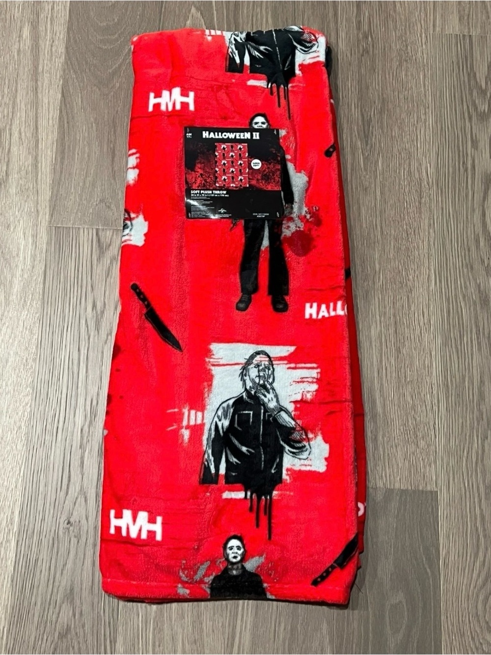 Halloween II 2 MICHAEL MYERS Red Plush Throw Blanket 50x70 Horror Universal Goth